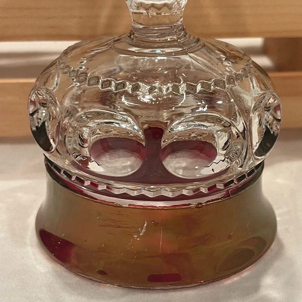 ☀️2/$20 Pair (2) Tiffin Ruby Red Kings Crown Thumbprint Cordials Small Goblets
